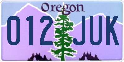 OR license plate 012JUK