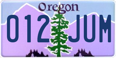 OR license plate 012JUM