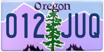 OR license plate 012JUQ