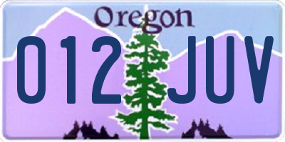 OR license plate 012JUV