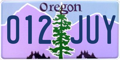 OR license plate 012JUY
