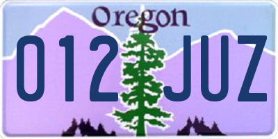 OR license plate 012JUZ