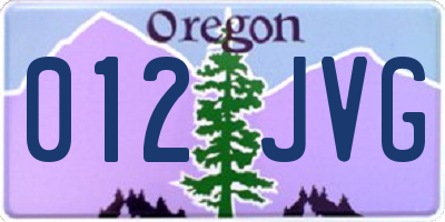 OR license plate 012JVG