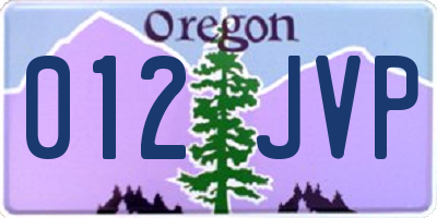 OR license plate 012JVP