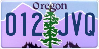 OR license plate 012JVQ