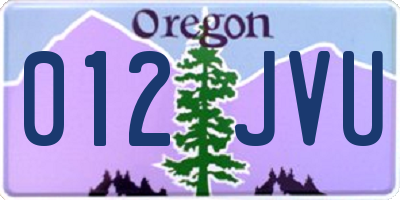 OR license plate 012JVU