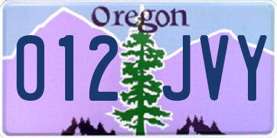 OR license plate 012JVY