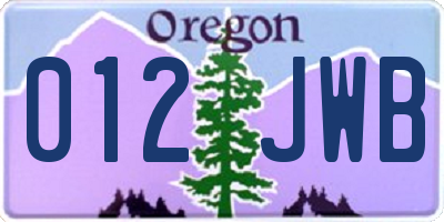 OR license plate 012JWB