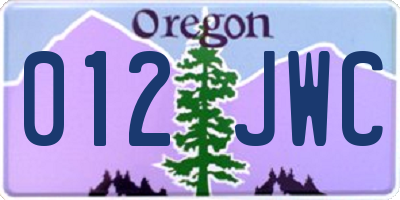 OR license plate 012JWC