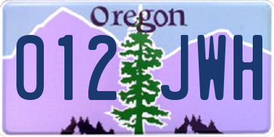 OR license plate 012JWH