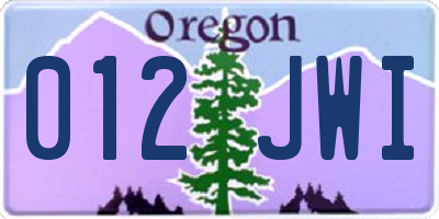 OR license plate 012JWI