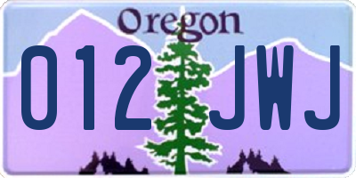 OR license plate 012JWJ
