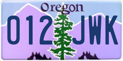 OR license plate 012JWK