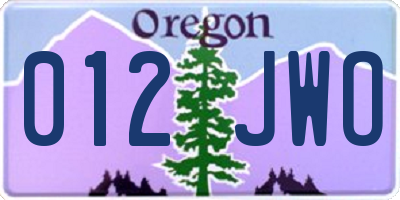 OR license plate 012JWO
