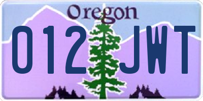 OR license plate 012JWT