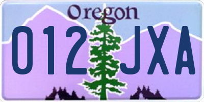 OR license plate 012JXA