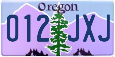 OR license plate 012JXJ