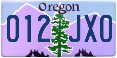 OR license plate 012JXO