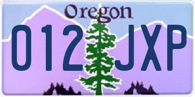 OR license plate 012JXP