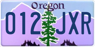 OR license plate 012JXR