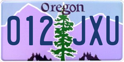 OR license plate 012JXU