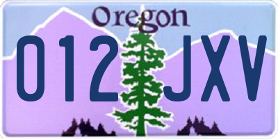 OR license plate 012JXV