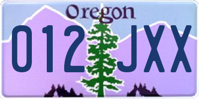 OR license plate 012JXX