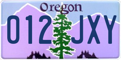 OR license plate 012JXY