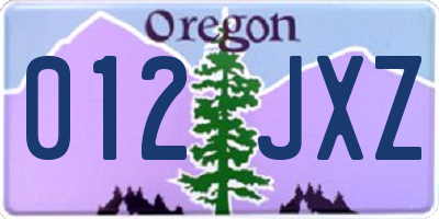 OR license plate 012JXZ