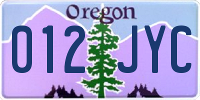 OR license plate 012JYC