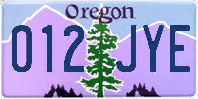 OR license plate 012JYE