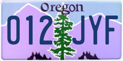 OR license plate 012JYF