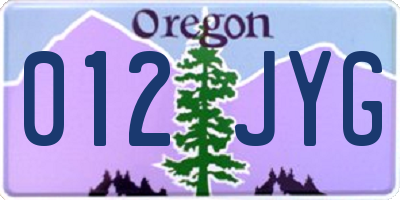 OR license plate 012JYG