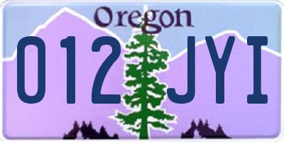 OR license plate 012JYI