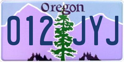 OR license plate 012JYJ