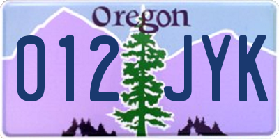 OR license plate 012JYK