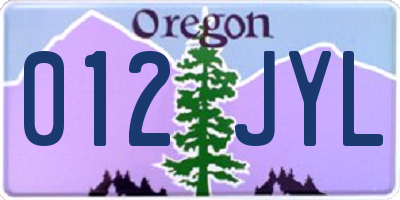 OR license plate 012JYL