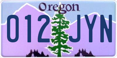 OR license plate 012JYN