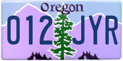OR license plate 012JYR