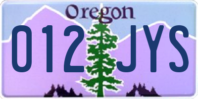 OR license plate 012JYS