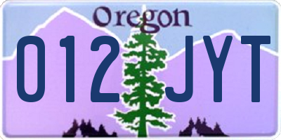OR license plate 012JYT
