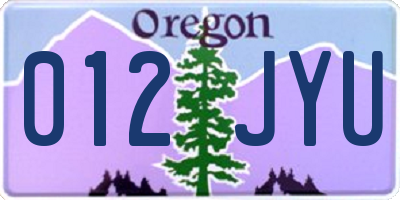 OR license plate 012JYU
