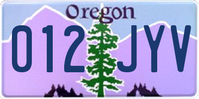 OR license plate 012JYV