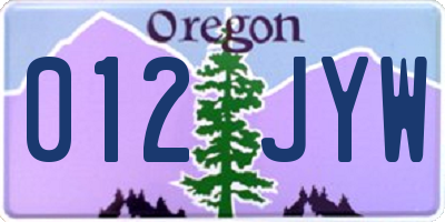 OR license plate 012JYW