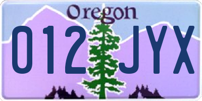 OR license plate 012JYX