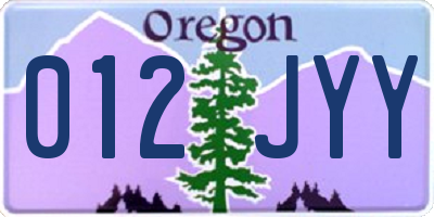 OR license plate 012JYY