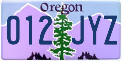 OR license plate 012JYZ