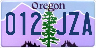 OR license plate 012JZA