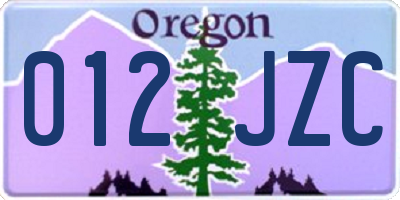 OR license plate 012JZC