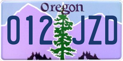 OR license plate 012JZD